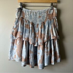 Shop Sofia Made In Italy Smocked Tiered Tie-Dye Boho Ruffle Skirt $110 MSRP OS